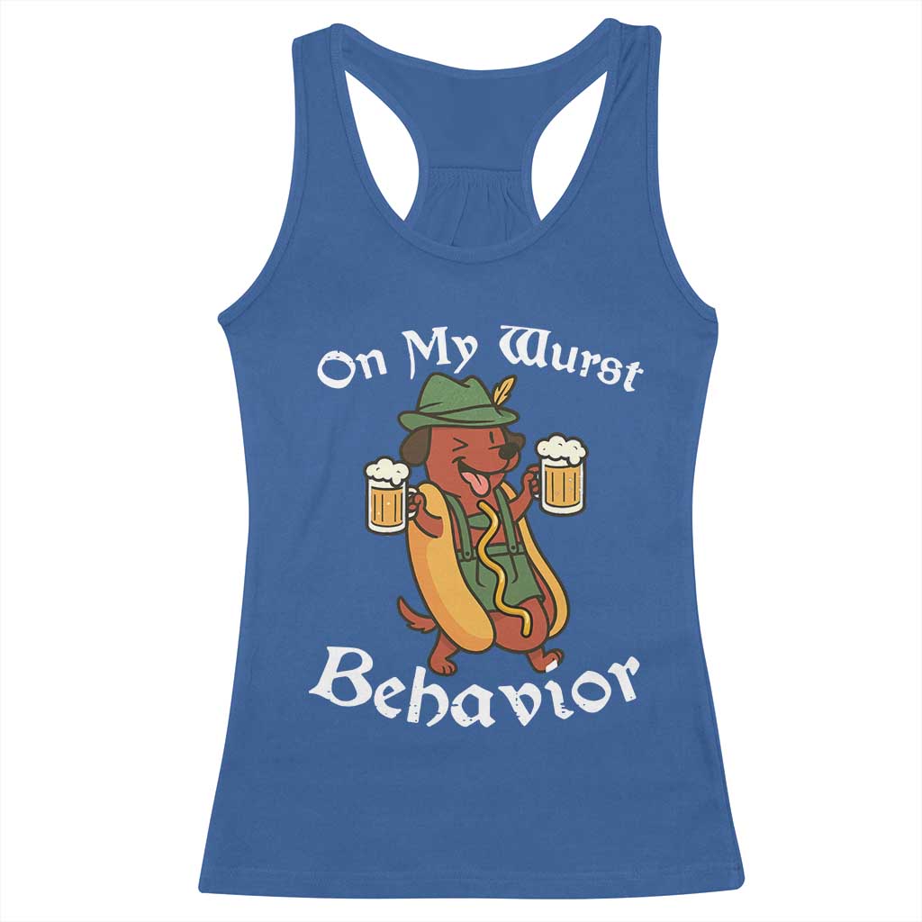 Oktoberfest On My Wurst Behavior Racerback Tank Top Funny German - Wonder Print Shop