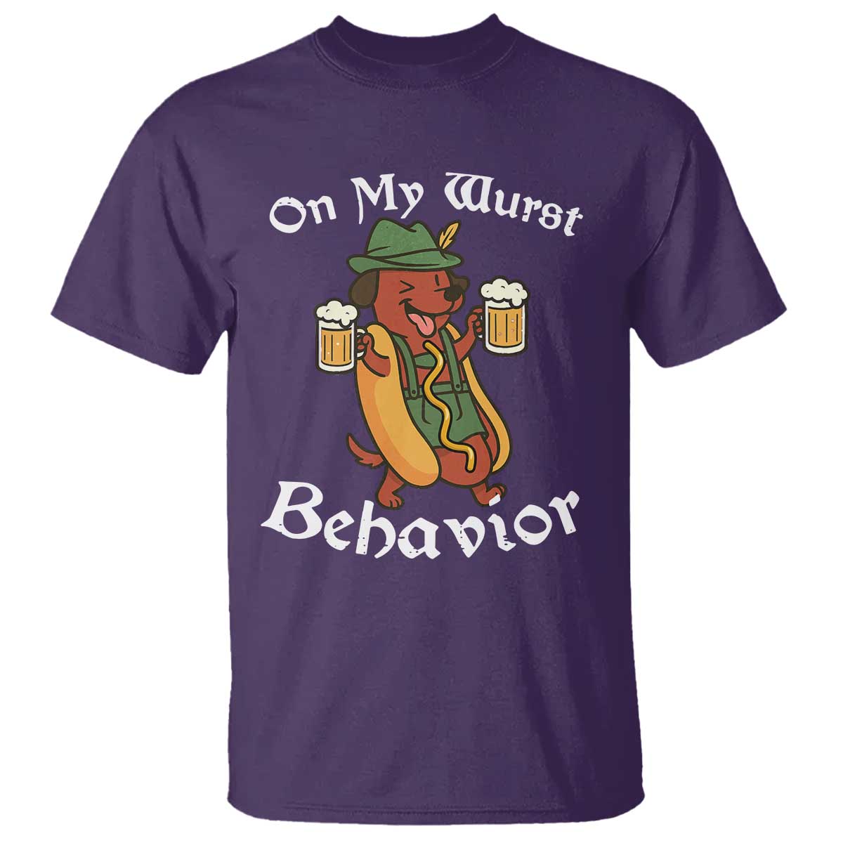 Oktoberfest On My Wurst Behavior T Shirt Funny German - Wonder Print Shop