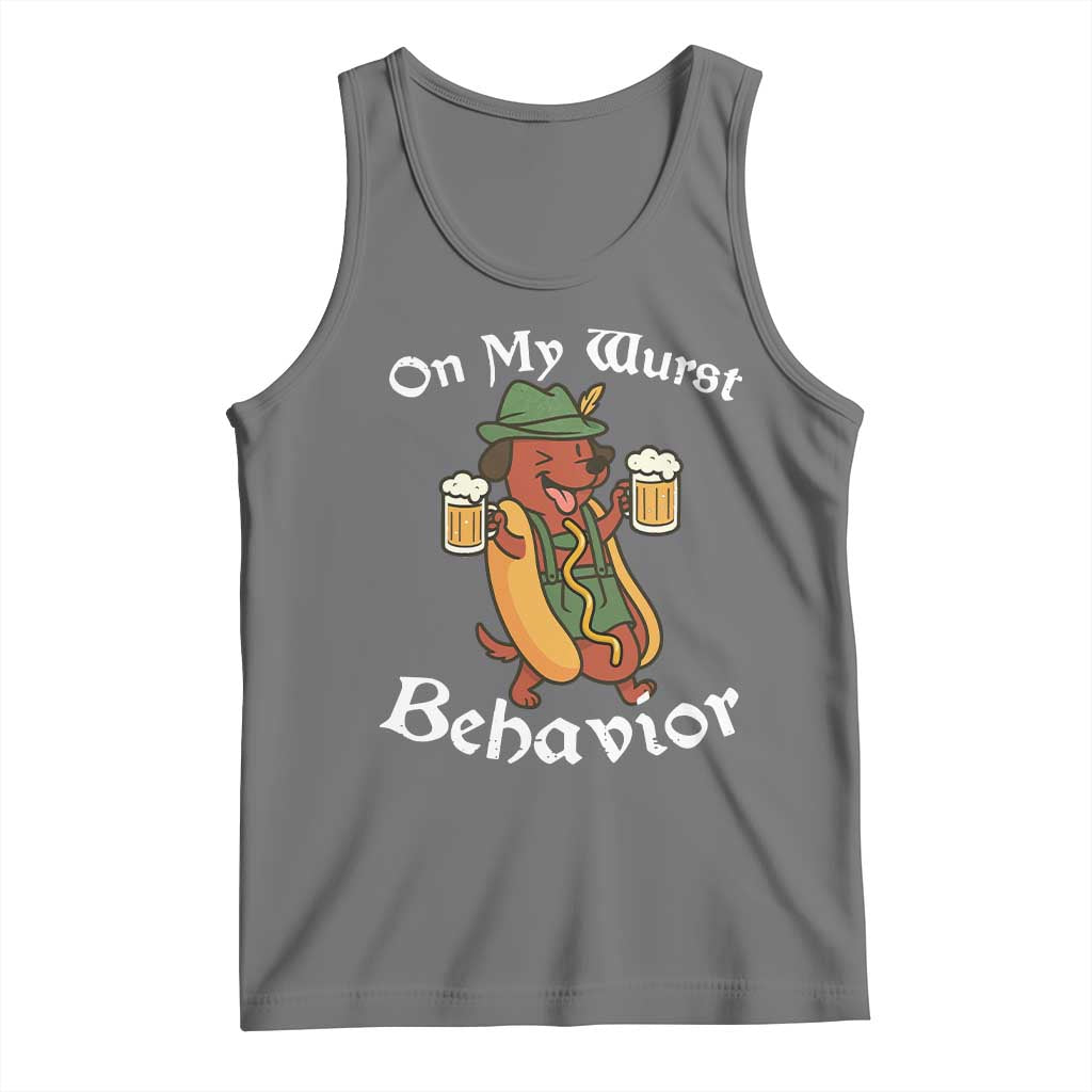 Oktoberfest On My Wurst Behavior Tank Top Funny German - Wonder Print Shop
