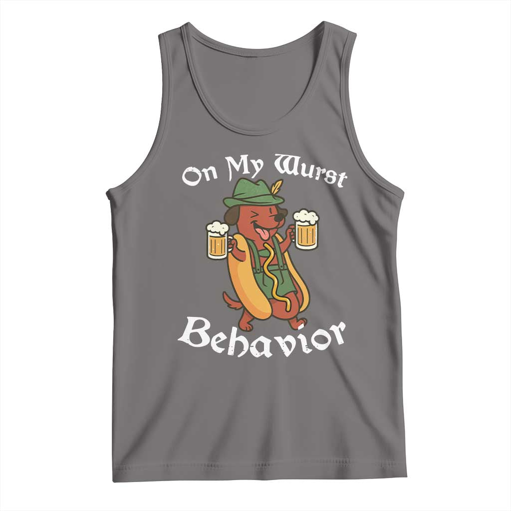 Oktoberfest On My Wurst Behavior Tank Top Funny German - Wonder Print Shop