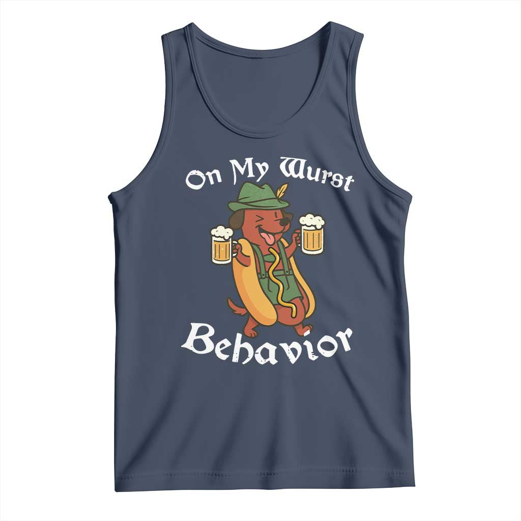 Oktoberfest On My Wurst Behavior Tank Top Funny German - Wonder Print Shop