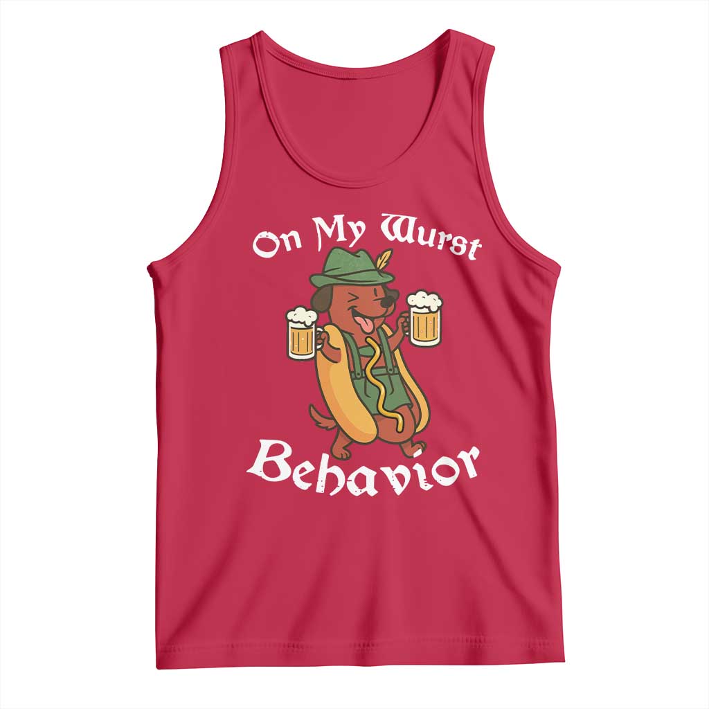Oktoberfest On My Wurst Behavior Tank Top Funny German - Wonder Print Shop