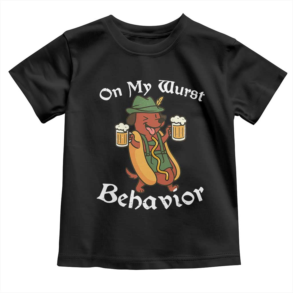 Oktoberfest On My Wurst Behavior Toddler T Shirt Funny German - Wonder Print Shop
