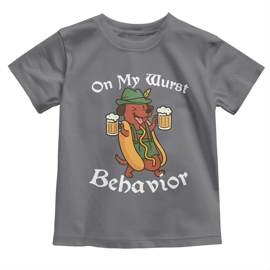 Oktoberfest On My Wurst Behavior Toddler T Shirt Funny German - Wonder Print Shop