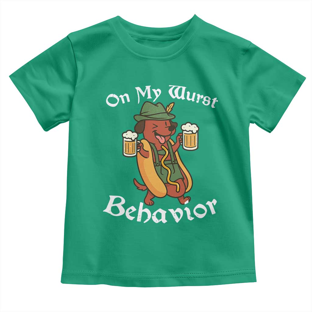 Oktoberfest On My Wurst Behavior Toddler T Shirt Funny German - Wonder Print Shop