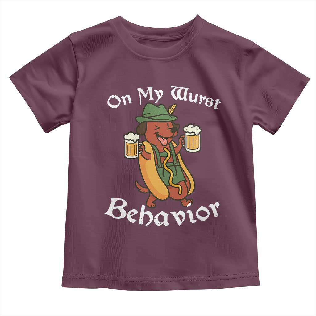 Oktoberfest On My Wurst Behavior Toddler T Shirt Funny German - Wonder Print Shop