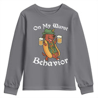 Oktoberfest On My Wurst Behavior Youth Sweatshirt Funny German - Wonder Print Shop
