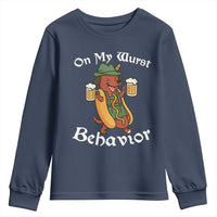 Oktoberfest On My Wurst Behavior Youth Sweatshirt Funny German - Wonder Print Shop