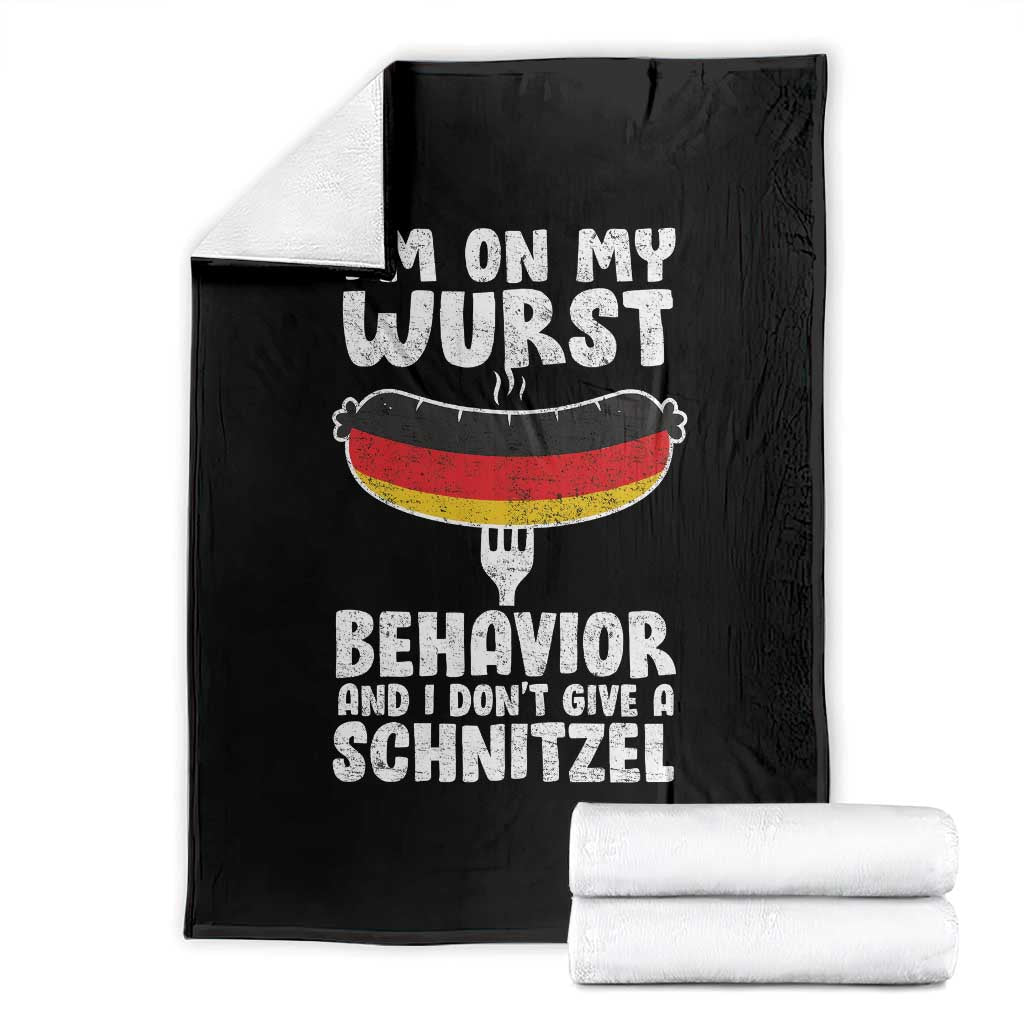 Oktoberfest On My Wurst Behavior Throw Blanket Dont Give Schnitzel Funny German - Wonder Print Shop