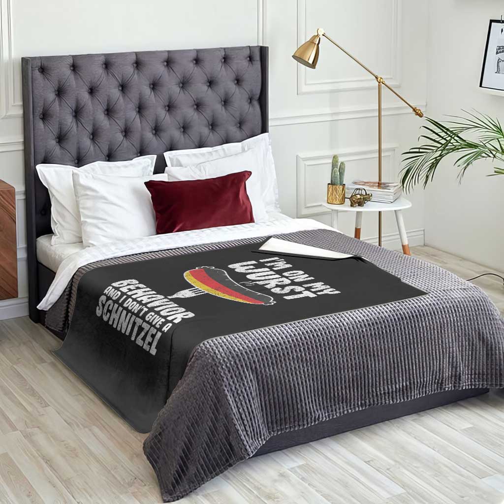 Oktoberfest On My Wurst Behavior Throw Blanket Dont Give Schnitzel Funny German - Wonder Print Shop