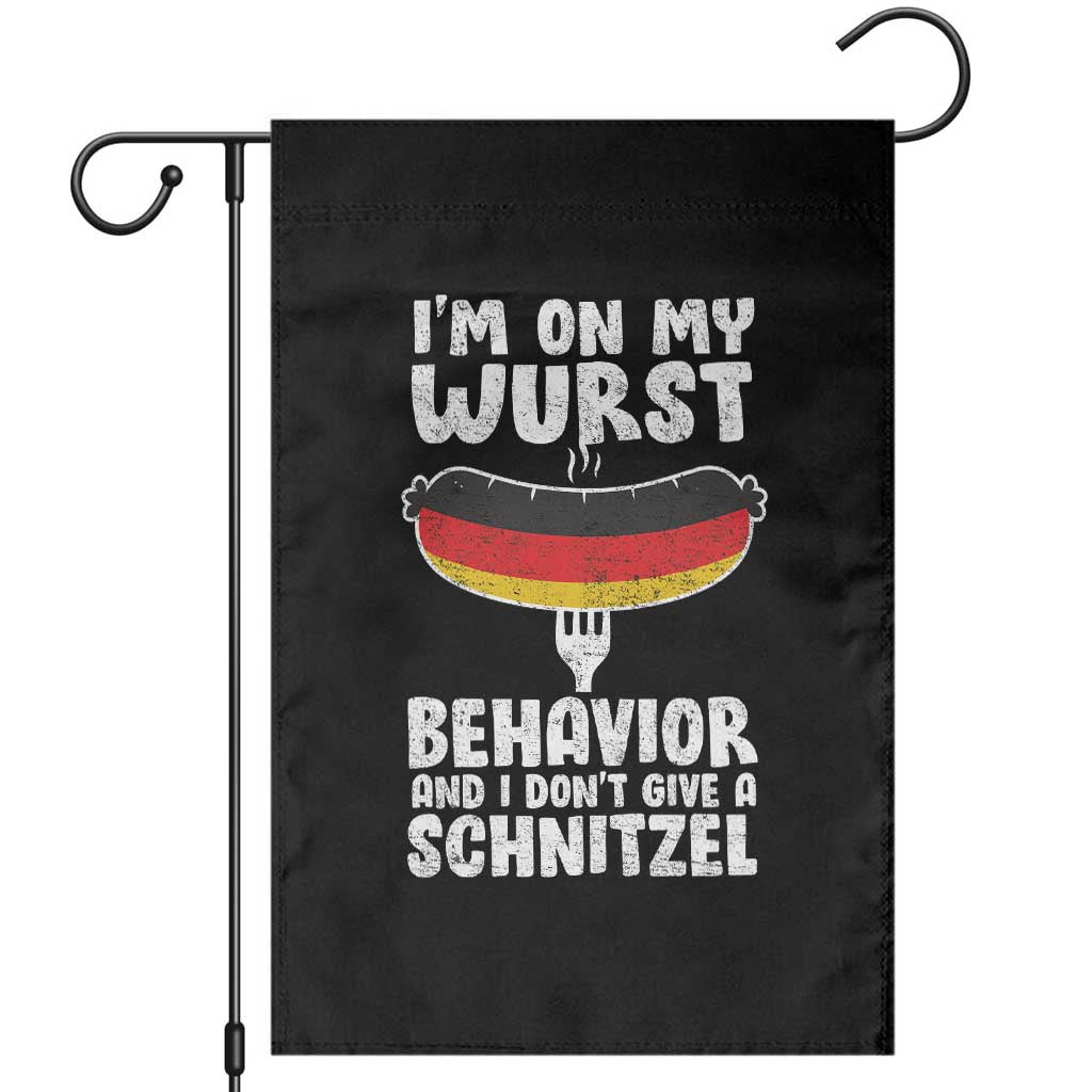 Oktoberfest On My Wurst Behavior Garden Flag Dont Give Schnitzel Funny German - Wonder Print Shop
