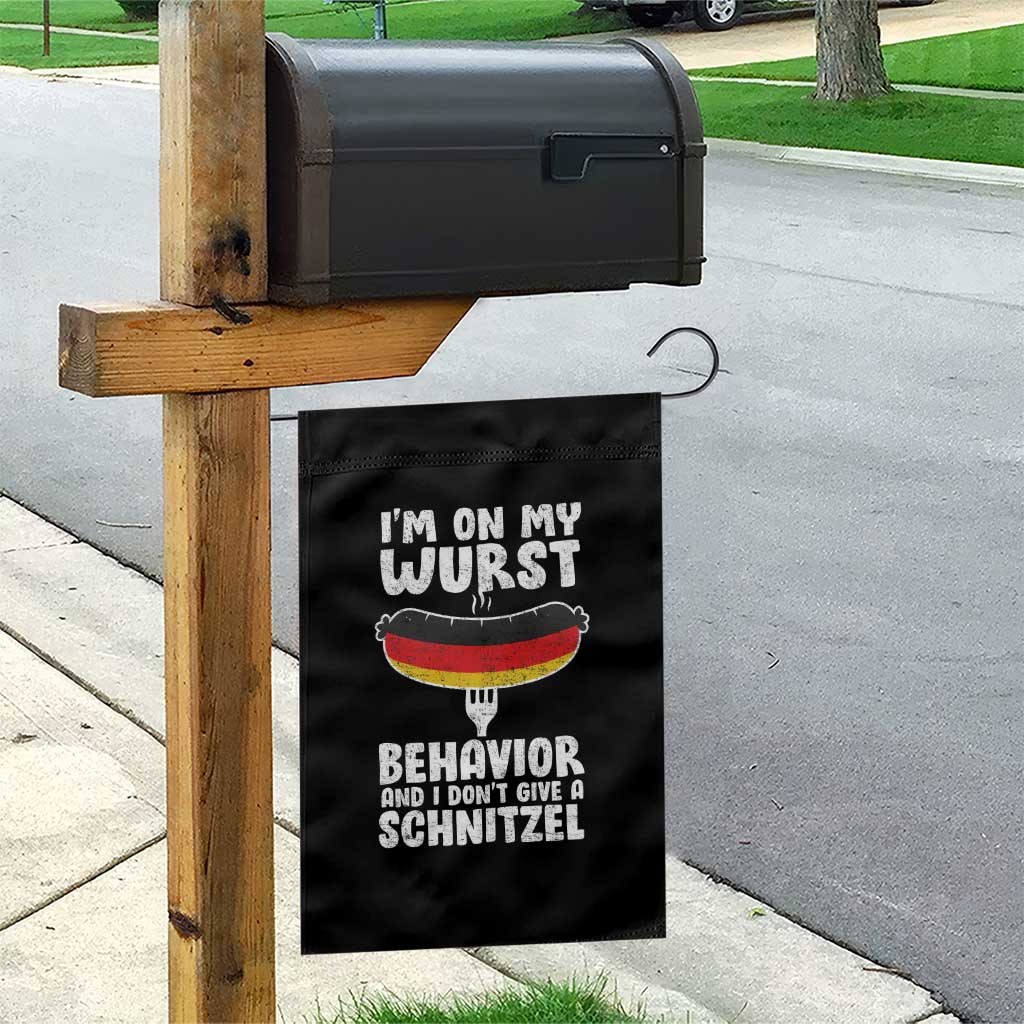 Oktoberfest On My Wurst Behavior Garden Flag Dont Give Schnitzel Funny German - Wonder Print Shop