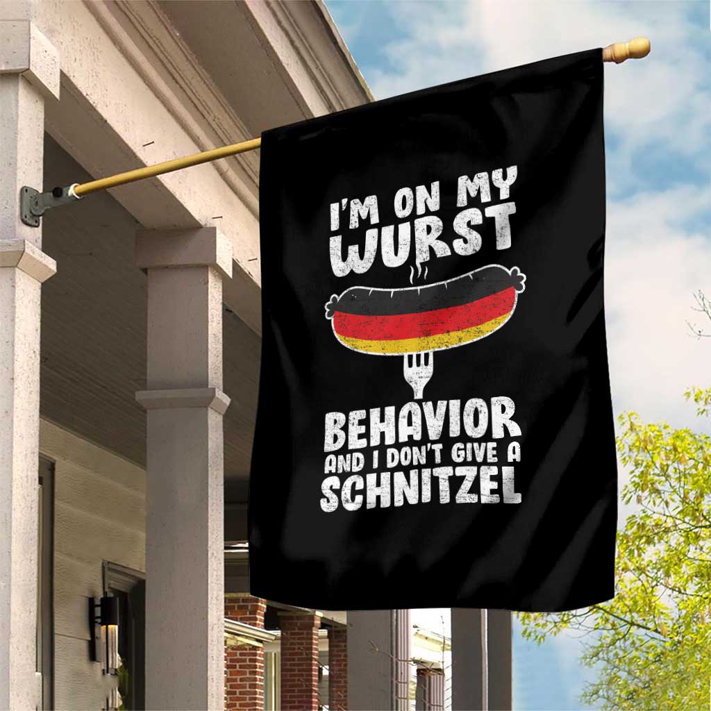 Oktoberfest On My Wurst Behavior Garden Flag Dont Give Schnitzel Funny German - Wonder Print Shop