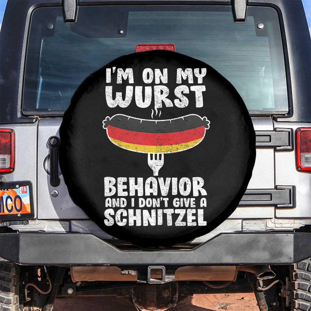 Oktoberfest On My Wurst Behavior Spare Tire Cover Dont Give Schnitzel Funny German - Wonder Print Shop