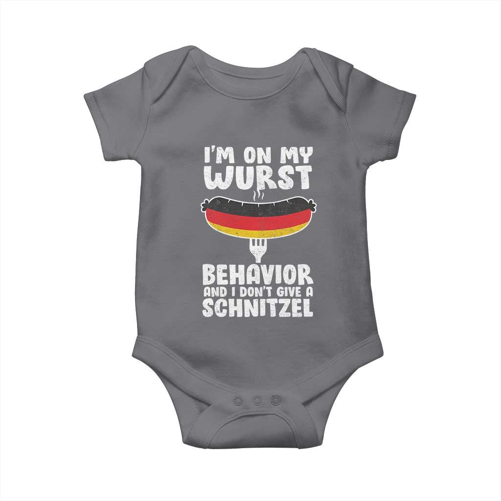 Oktoberfest On My Wurst Behavior Baby Onesie Dont Give Schnitzel Funny German - Wonder Print Shop