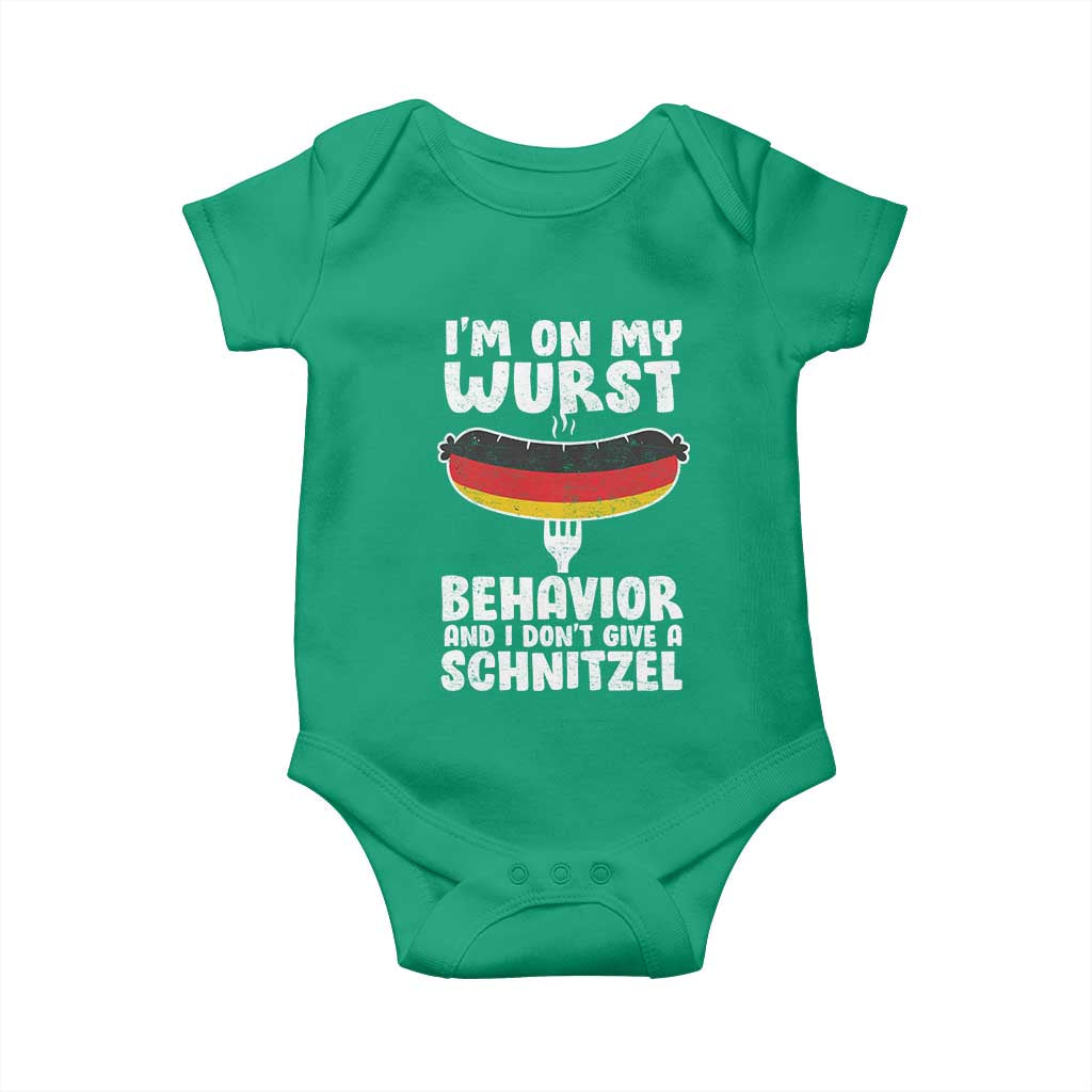 Oktoberfest On My Wurst Behavior Baby Onesie Dont Give Schnitzel Funny German - Wonder Print Shop