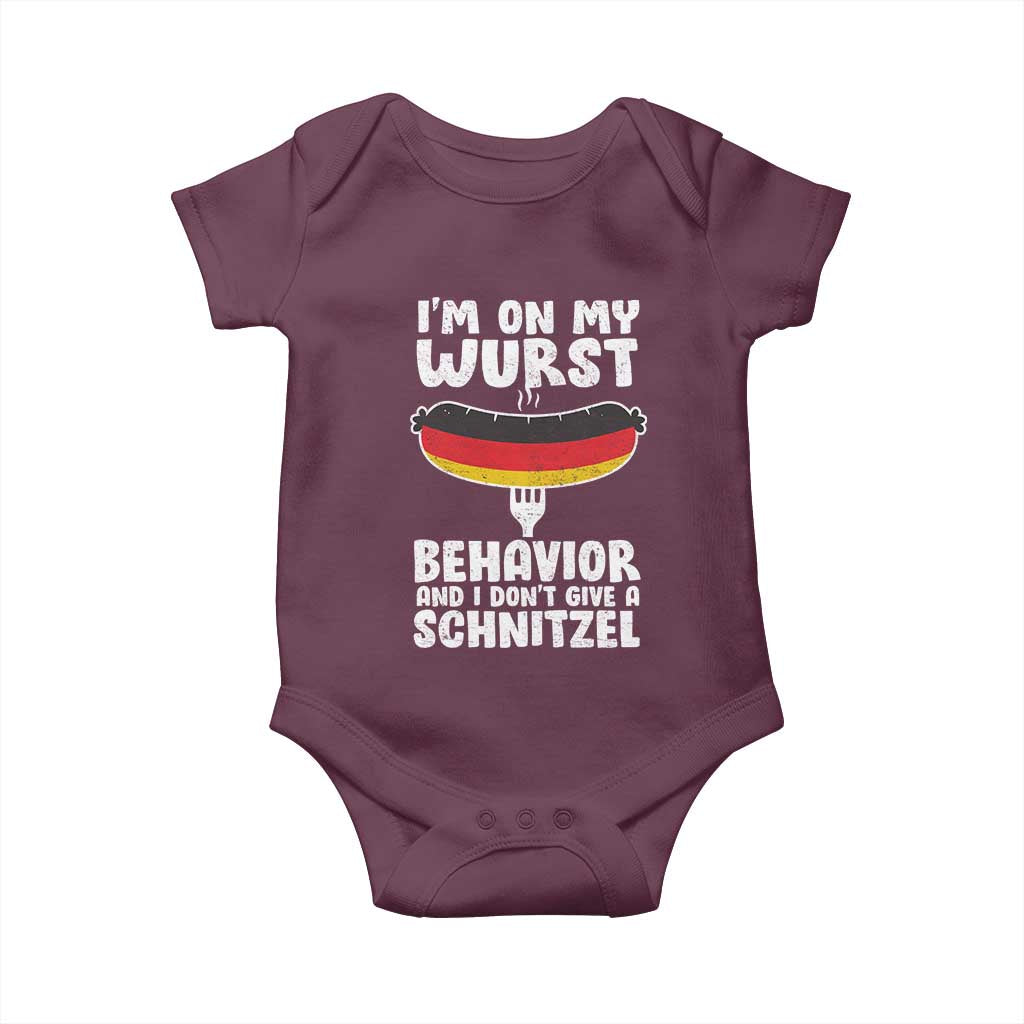 Oktoberfest On My Wurst Behavior Baby Onesie Dont Give Schnitzel Funny German - Wonder Print Shop