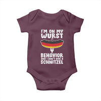 Oktoberfest On My Wurst Behavior Baby Onesie Dont Give Schnitzel Funny German - Wonder Print Shop