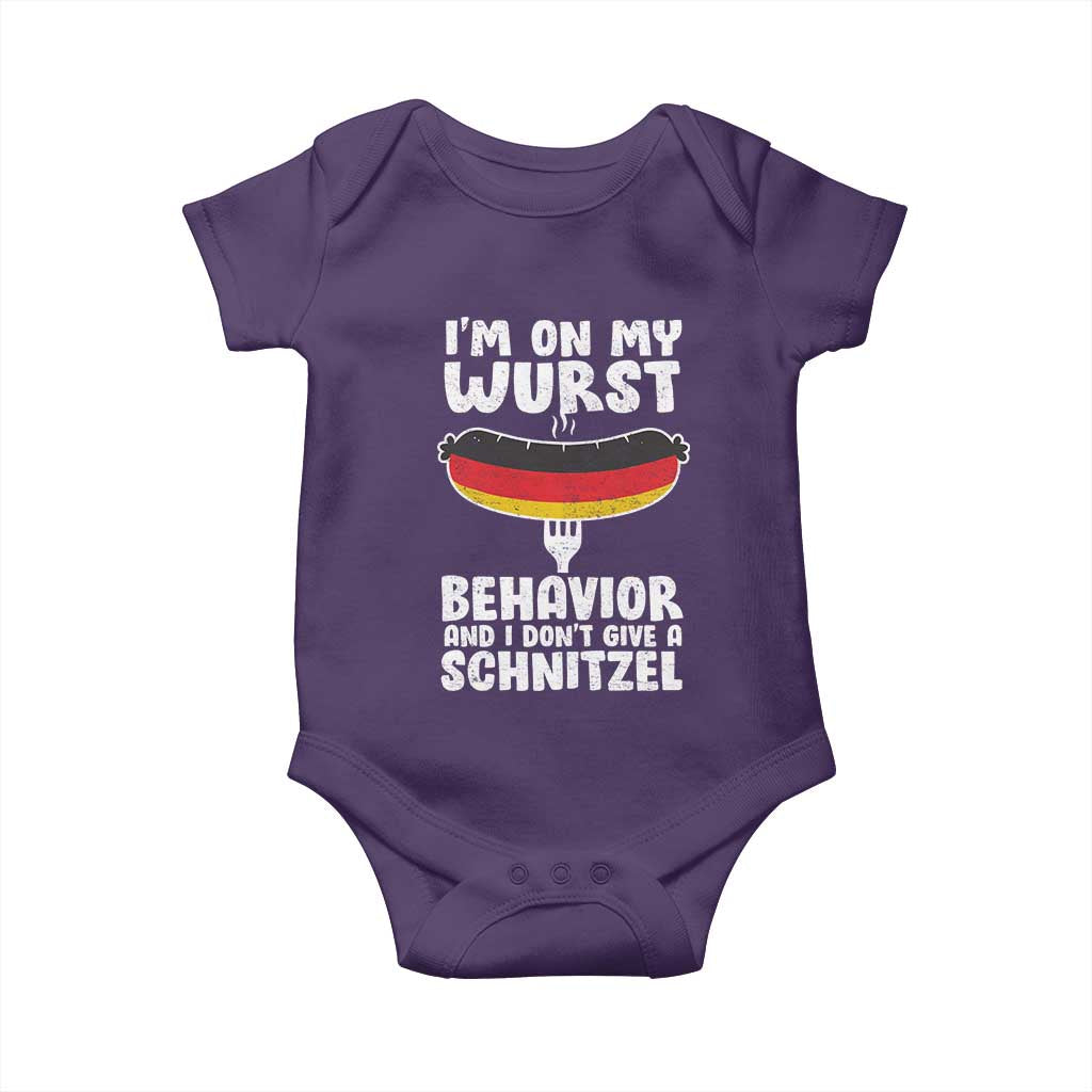 Oktoberfest On My Wurst Behavior Baby Onesie Dont Give Schnitzel Funny German - Wonder Print Shop