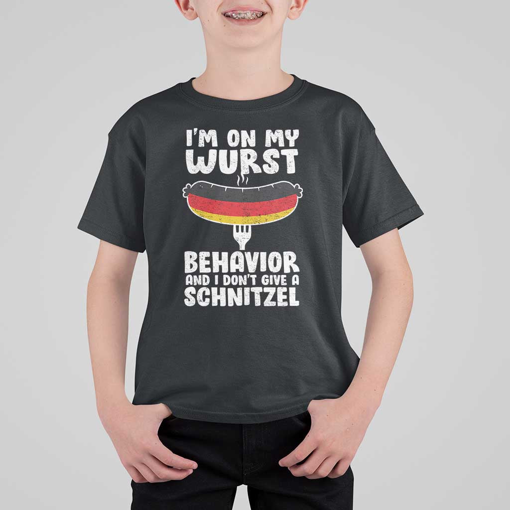 Oktoberfest On My Wurst Behavior T Shirt For Kid Dont Give Schnitzel Funny German - Wonder Print Shop