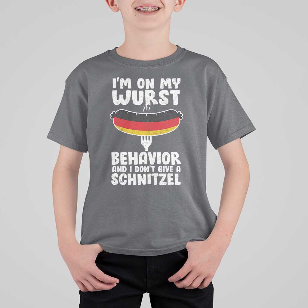 Oktoberfest On My Wurst Behavior T Shirt For Kid Dont Give Schnitzel Funny German - Wonder Print Shop
