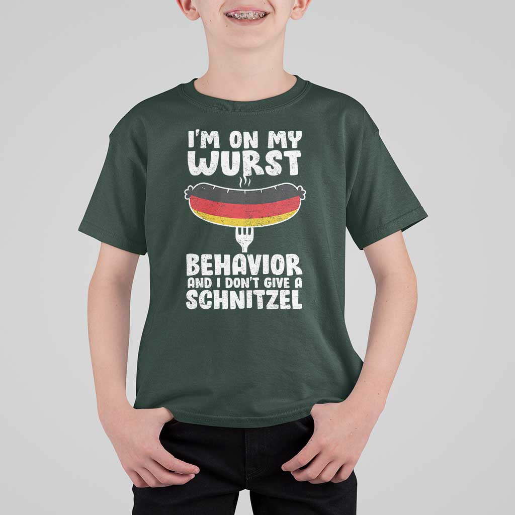 Oktoberfest On My Wurst Behavior T Shirt For Kid Dont Give Schnitzel Funny German - Wonder Print Shop