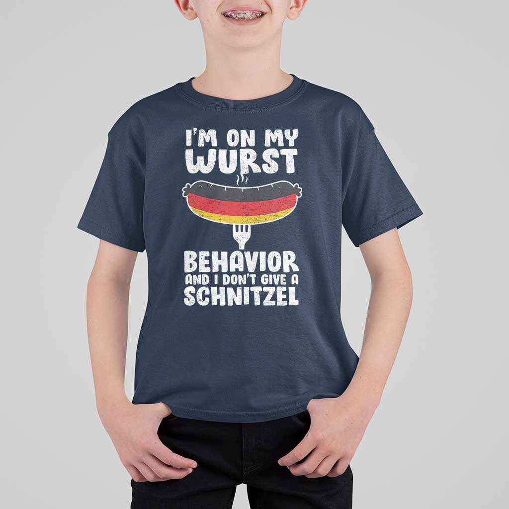 Oktoberfest On My Wurst Behavior T Shirt For Kid Dont Give Schnitzel Funny German - Wonder Print Shop