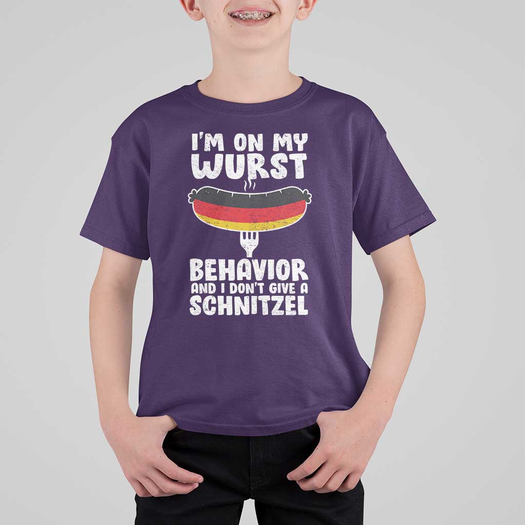 Oktoberfest On My Wurst Behavior T Shirt For Kid Dont Give Schnitzel Funny German - Wonder Print Shop