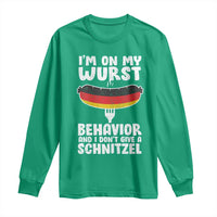 Oktoberfest On My Wurst Behavior Long Sleeve Shirt Dont Give Schnitzel Funny German - Wonder Print Shop