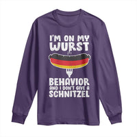 Oktoberfest On My Wurst Behavior Long Sleeve Shirt Dont Give Schnitzel Funny German - Wonder Print Shop