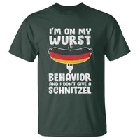 Oktoberfest On My Wurst Behavior T Shirt Dont Give Schnitzel Funny German - Wonder Print Shop