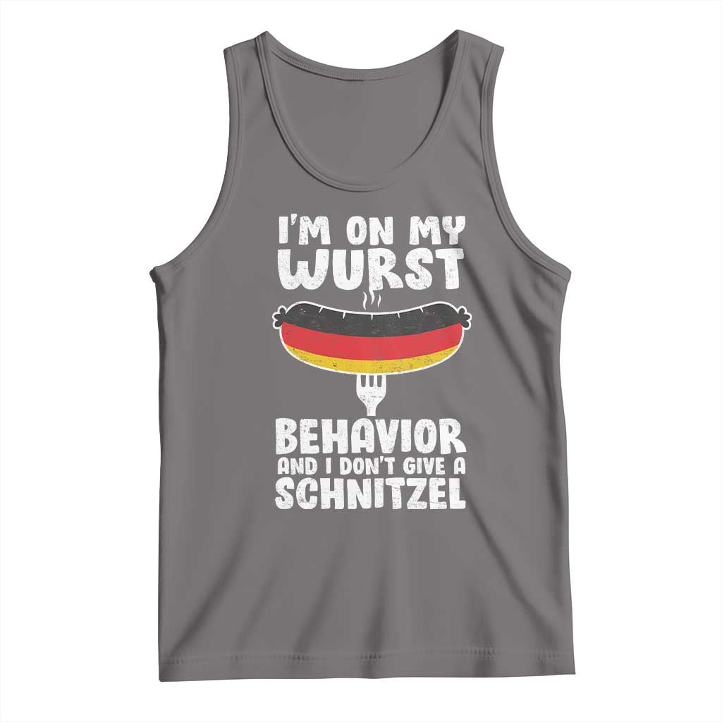 Oktoberfest On My Wurst Behavior Tank Top Dont Give Schnitzel Funny German - Wonder Print Shop
