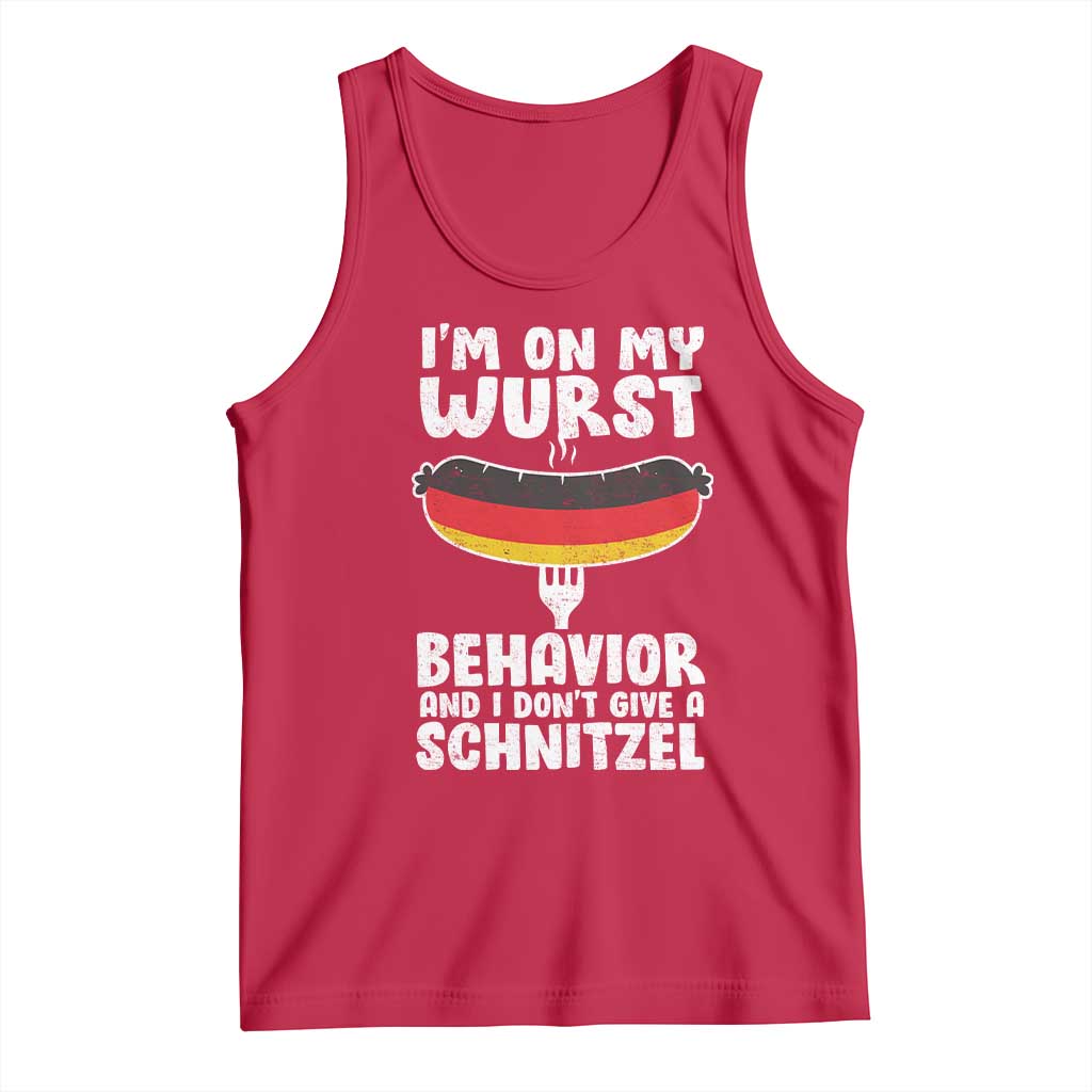 Oktoberfest On My Wurst Behavior Tank Top Dont Give Schnitzel Funny German - Wonder Print Shop