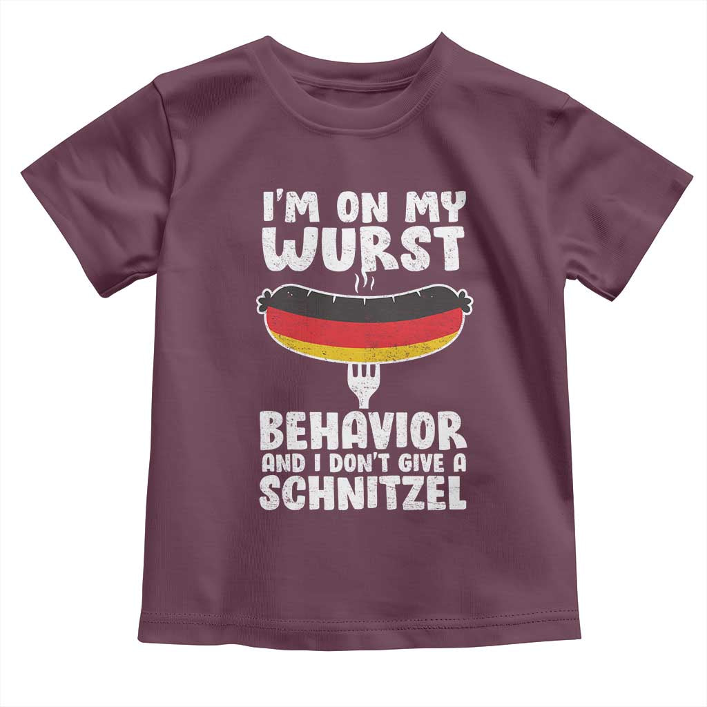 Oktoberfest On My Wurst Behavior Toddler T Shirt Dont Give Schnitzel Funny German - Wonder Print Shop