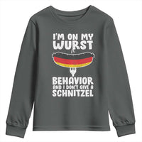 Oktoberfest On My Wurst Behavior Youth Sweatshirt Dont Give Schnitzel Funny German - Wonder Print Shop