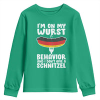 Oktoberfest On My Wurst Behavior Youth Sweatshirt Dont Give Schnitzel Funny German - Wonder Print Shop