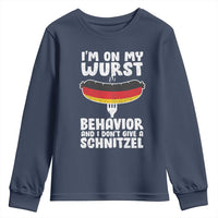 Oktoberfest On My Wurst Behavior Youth Sweatshirt Dont Give Schnitzel Funny German - Wonder Print Shop