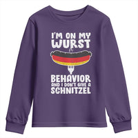 Oktoberfest On My Wurst Behavior Youth Sweatshirt Dont Give Schnitzel Funny German - Wonder Print Shop