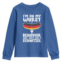 Oktoberfest On My Wurst Behavior Youth Sweatshirt Dont Give Schnitzel Funny German - Wonder Print Shop