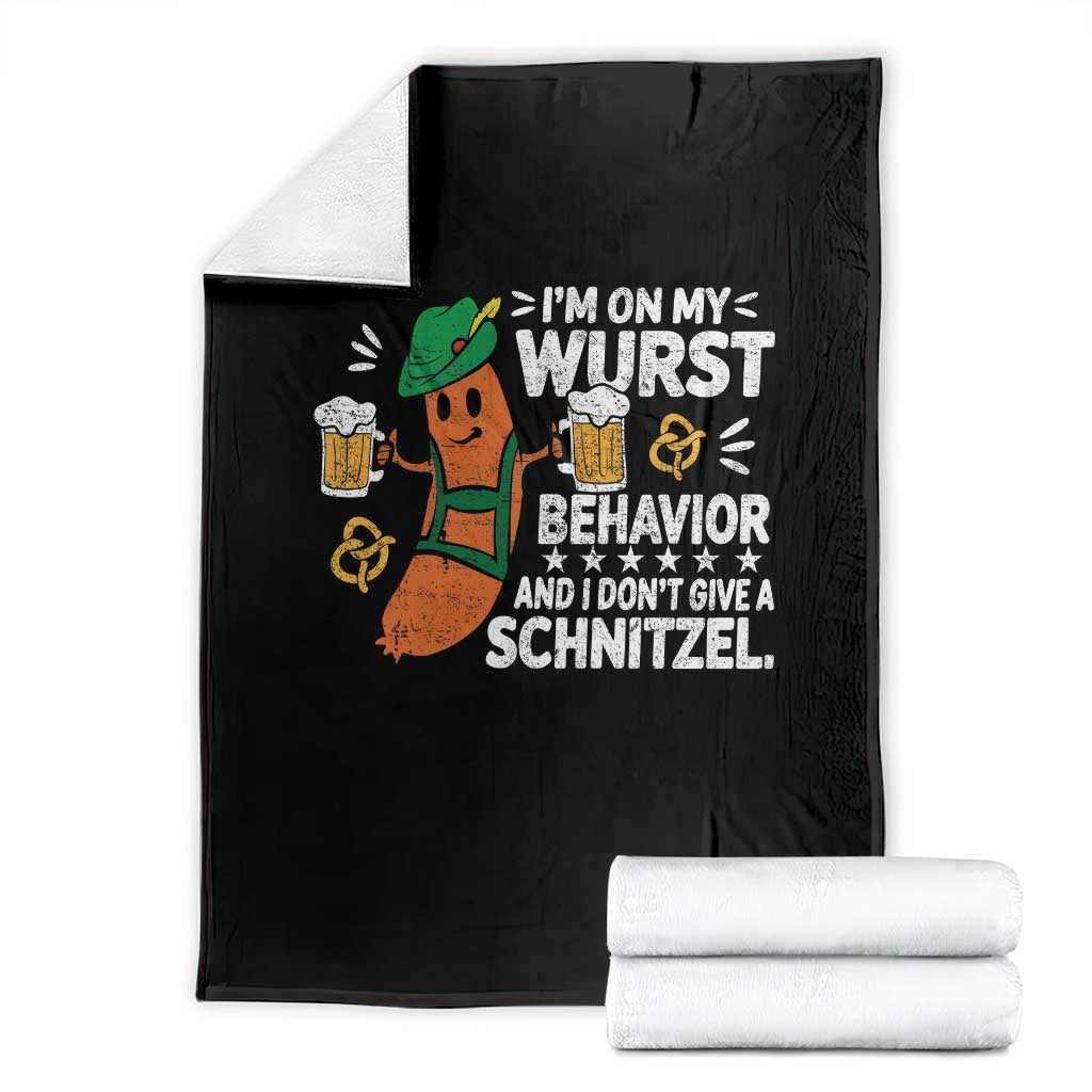 Funny Oktoberfest Throw Blanket On My Wurst Behavior Sarcastic German - Wonder Print Shop