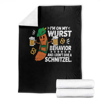 Funny Oktoberfest Throw Blanket On My Wurst Behavior Sarcastic German - Wonder Print Shop