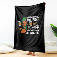 Funny Oktoberfest Throw Blanket On My Wurst Behavior Sarcastic German - Wonder Print Shop