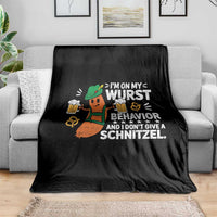 Funny Oktoberfest Throw Blanket On My Wurst Behavior Sarcastic German - Wonder Print Shop