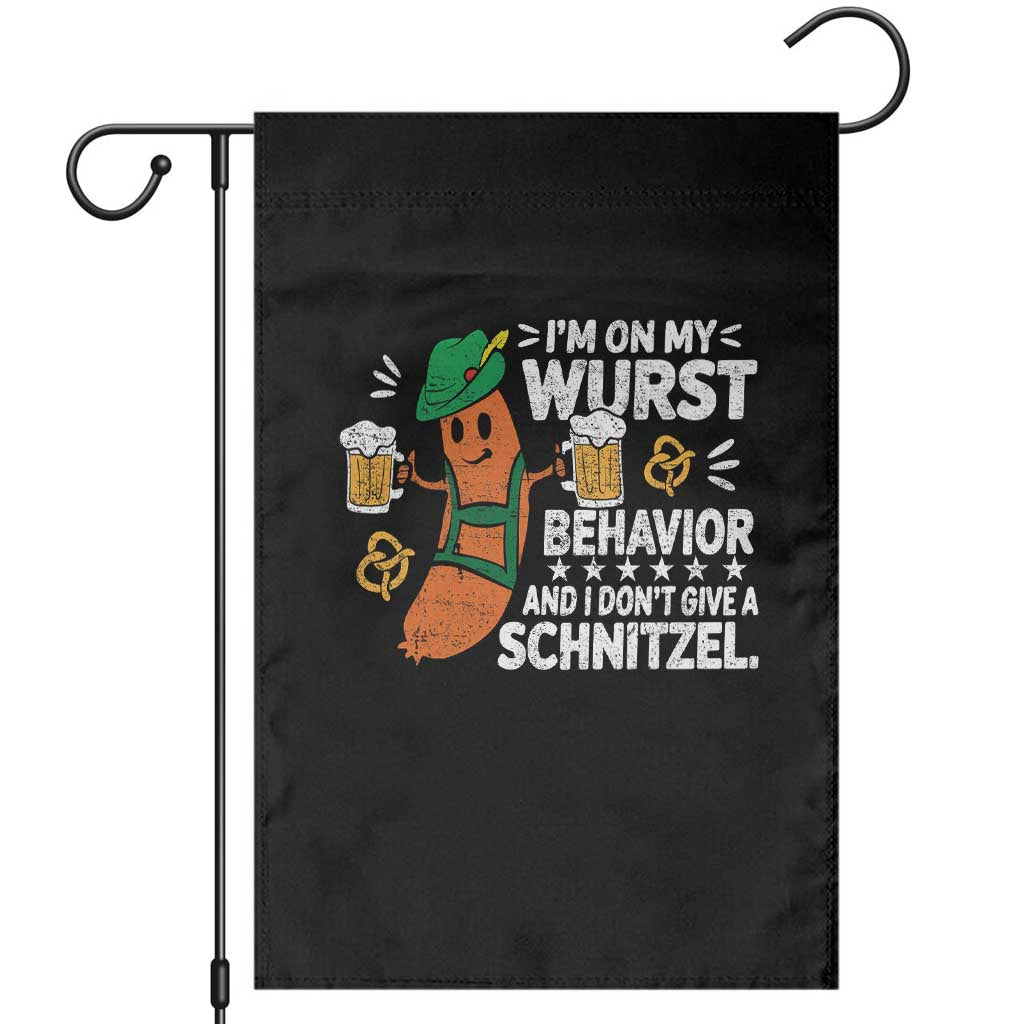 Funny Oktoberfest Garden Flag On My Wurst Behavior Sarcastic German - Wonder Print Shop