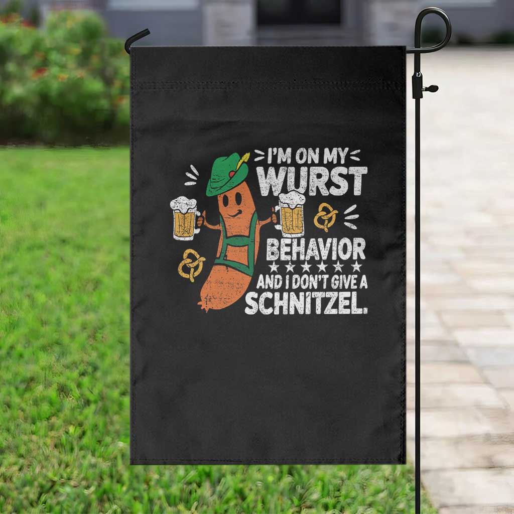 Funny Oktoberfest Garden Flag On My Wurst Behavior Sarcastic German - Wonder Print Shop