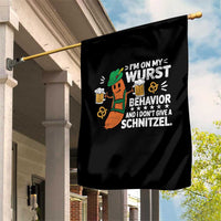 Funny Oktoberfest Garden Flag On My Wurst Behavior Sarcastic German - Wonder Print Shop