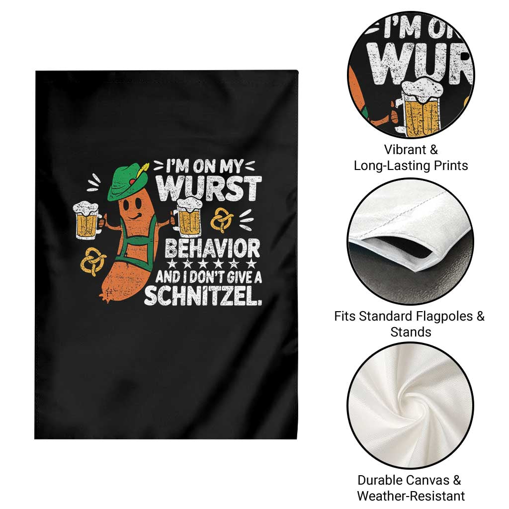 Funny Oktoberfest Garden Flag On My Wurst Behavior Sarcastic German - Wonder Print Shop