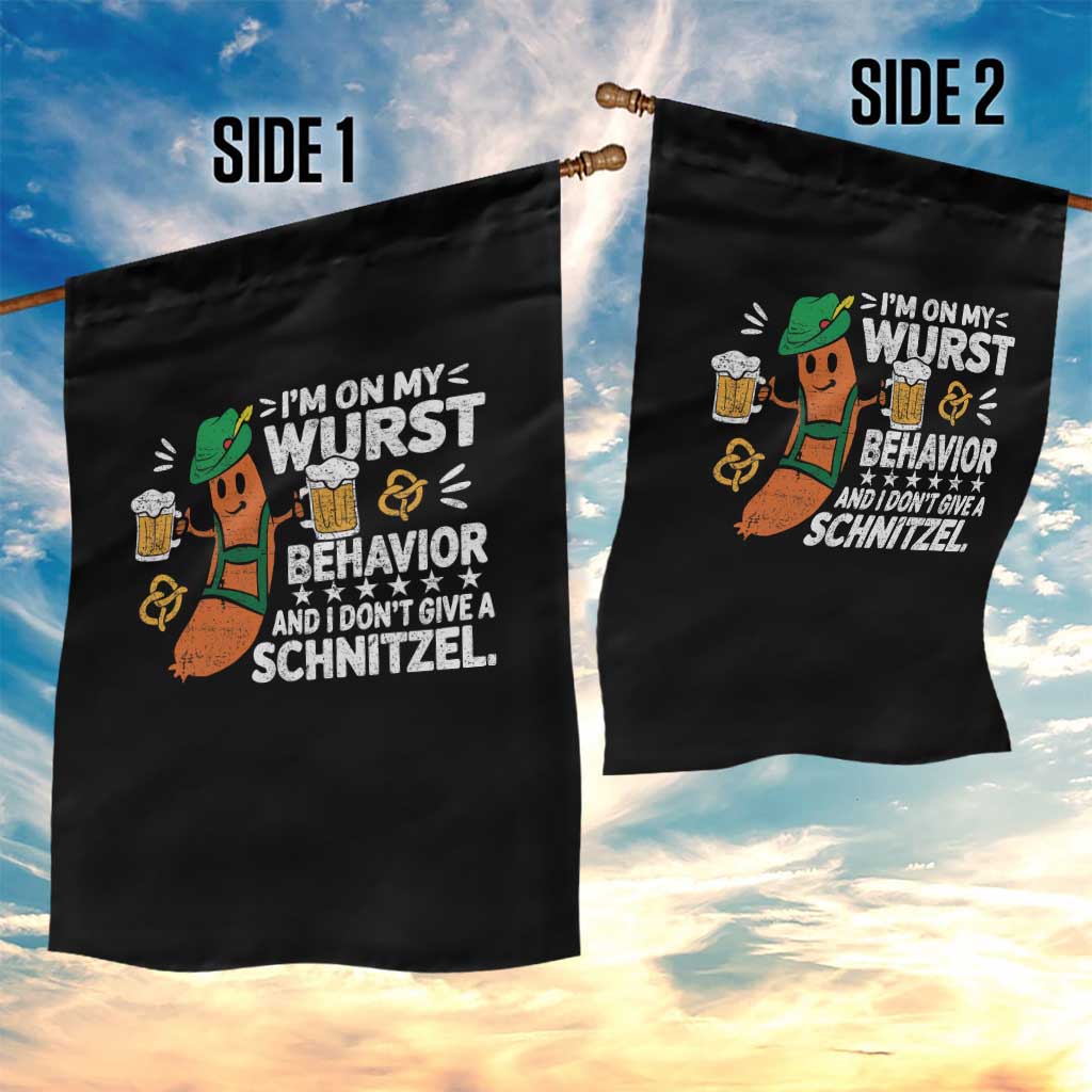Funny Oktoberfest Garden Flag On My Wurst Behavior Sarcastic German - Wonder Print Shop