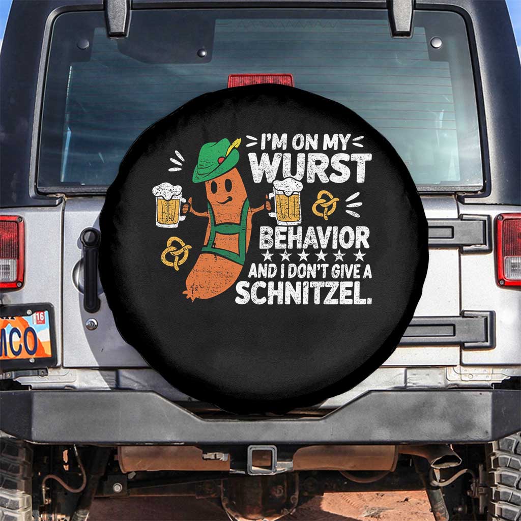 Funny Oktoberfest Spare Tire Cover On My Wurst Behavior Sarcastic German - Wonder Print Shop