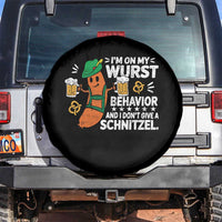 Funny Oktoberfest Spare Tire Cover On My Wurst Behavior Sarcastic German - Wonder Print Shop